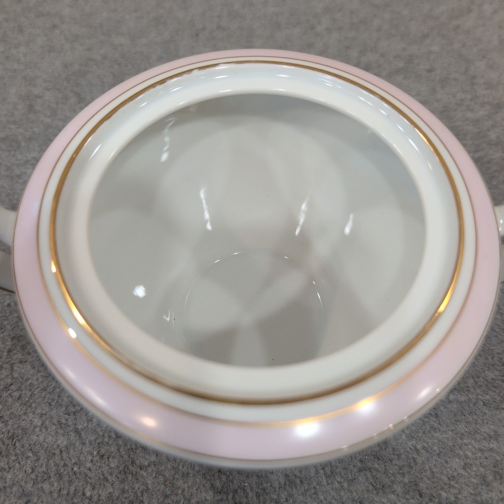 Mikado China Desiree Sugar Bowl with Lid Pink Grey Floral Gold Trim Japan - Picture 3 of 5